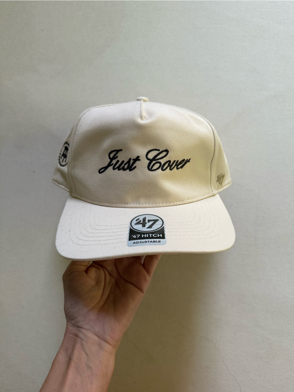 Barstool Sports 47 Baseball Cap with Black Script 'Just Cover'